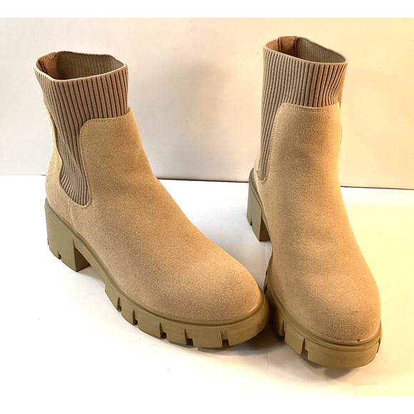 Athlefit Womens Chelsea Platform Ankle Boots Chunky Heel Size 8.5 Preloved - Picture 1 of 10
